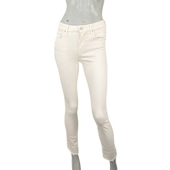 MOTHER Denim the Looker Ankle Fray Jeans Beige Mariposa light sz 25 - Picture 1 of 12